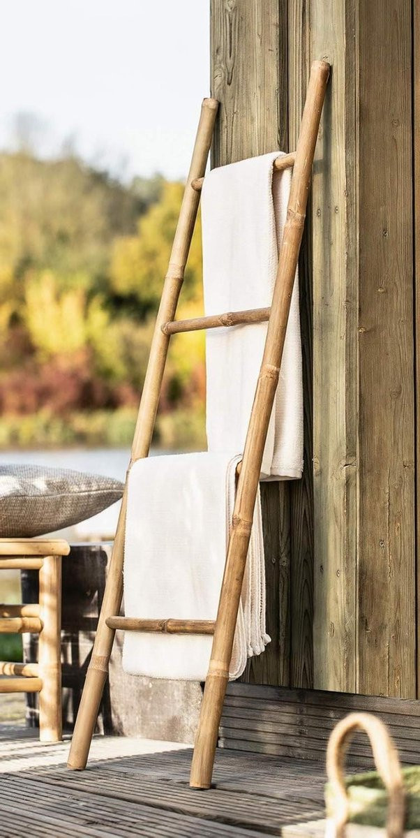 Houten Handdoekladder Bamboe - Decoratieve Kledingrek voor Badkamer of Slaapkamer