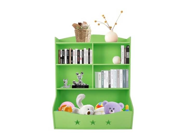 Kinderregal Standregal Buch Spielzeug Aufbewahrungsschrank PVC Stabil Gruen Tragfähig bis 50 kg – Robustes PVC-Material