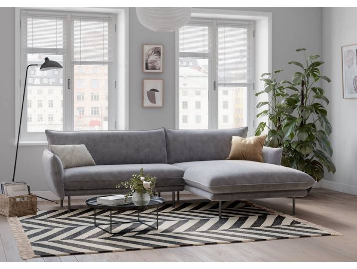 OTTO home Ecksofa Stine L-Form, Besonderes Design durch Kissenoptik und Keder