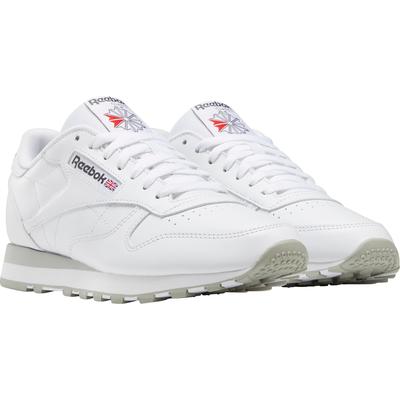 Sneaker REEBOK CLASSIC "CLASSIC LEATHER", Damen, Gr. 43, grau (weiß, grau), Synthetik, Schuhe Sneaker, zeitloser Heritage-Running-Style mit modernisiertem Komfort & Traktion