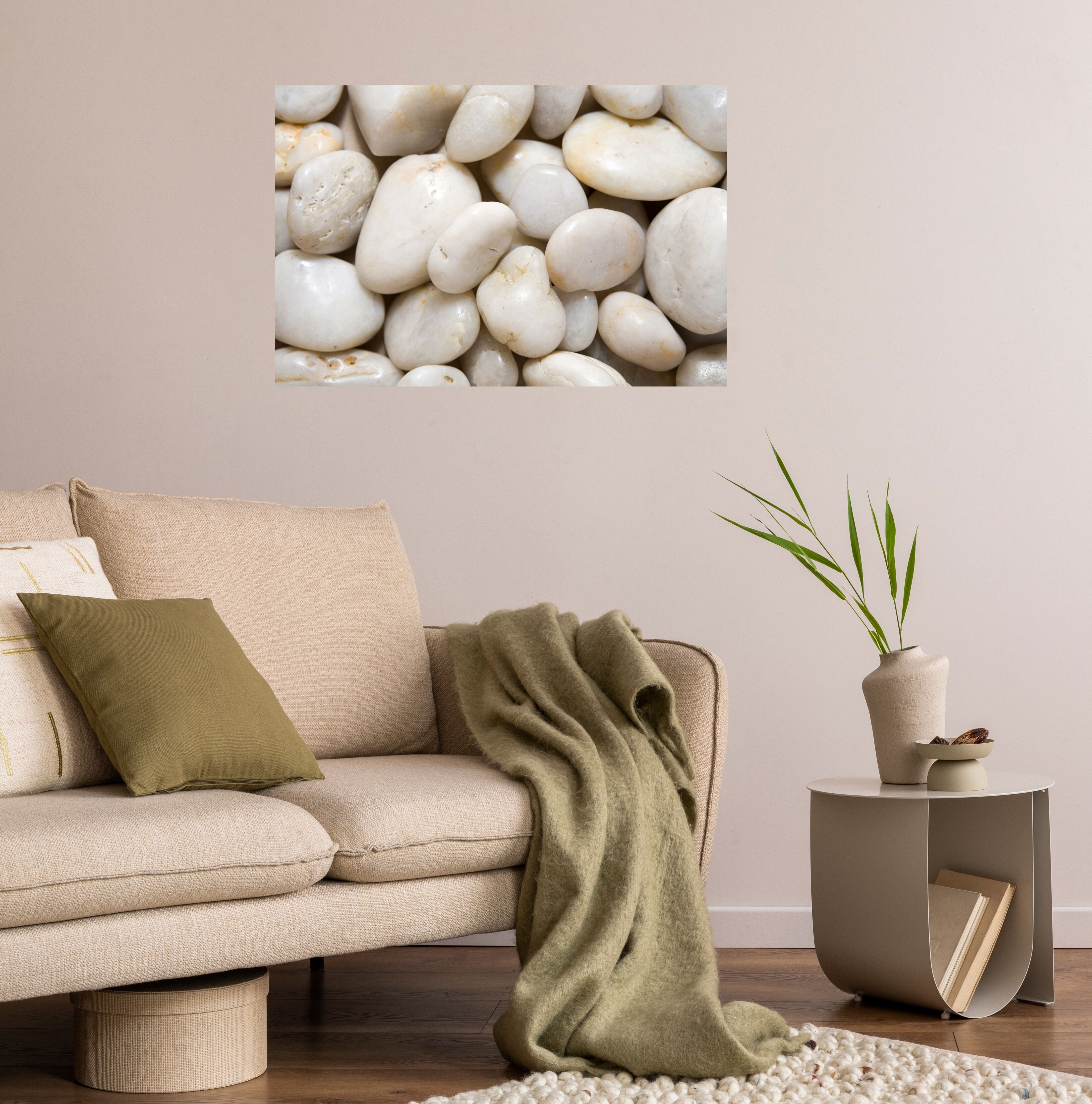 Wandsticker QUEENCE "Stones", weiß, B:150cm H:90cm T:0,1cm, Folie, Wandtattoos, Selbstklebend, kinderleichte Anbringung