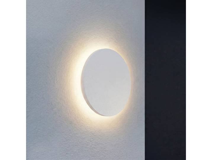 Applique d'extérieur LED Selinel, Ø 23 cm, plaque de numéro, blanche, métal - Lindby - Moderne - Rond