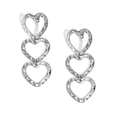 Paar Ohrhänger ADELIA´S "Ohrringe Ohrhänger aus Edelstahl mit drei offenen Herzen", Damen, Gr. Damen, Edelstahl, silber (silberfarben), Ohrringe, Trendig wirkender Modeschmuck mit drei offenen Herzanhängern
