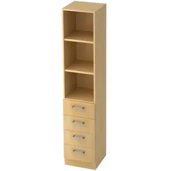 bümö office Aktenschrank Regal mit Schubladen, Büroschrank schmal - 40cm breit in Ahorn - Aktenregal & Schubladenschrank mit Chromgriffen, Büro Möbel