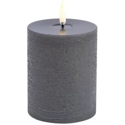 Uyuni LED Stumpenkerze 7,8x10cm melted rustic grey