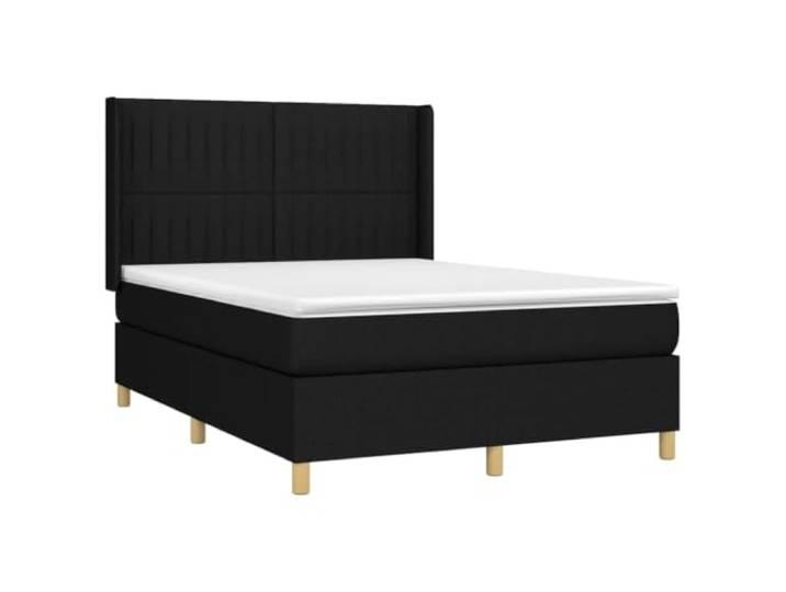 KTHLBRH Boxspringbett 140 x 200 cm schwarz mit Matratze und Matratzenbezug Verstellbares Kopfteil, mittlere Unterstützung, atmungsaktives Gewebe, 4-teilig