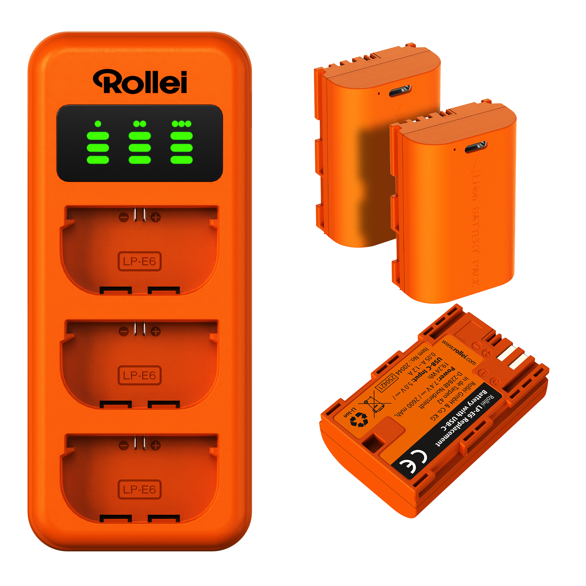 Rollei Ladegerät-Set | 3er Pack Kamera-Akkus & Ladegerät 20076