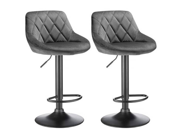 MIPAN Tabouret de Bar Lot de 2 en Velours tabourets de Cuisine Hauteur réglable gris foncé