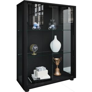 VCM Glasvitrine Sintalo, stehend, 2 Fachböden, 60 x 80 x 25cm, schwarz