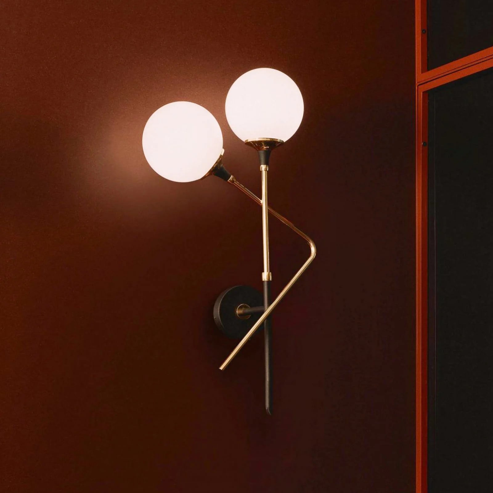 Stilnovo Galassia wandlamp met 2 LED-lichten, goudkleurig messing, boven/rechts