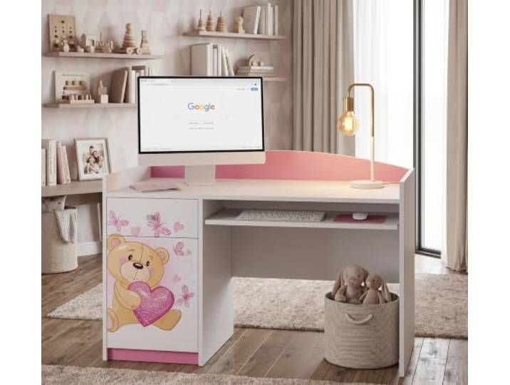 Happy Babies Kinderschreibtisch Schülerschreibtisch Pink Großer Lerntisch mit viel Stauraum Front