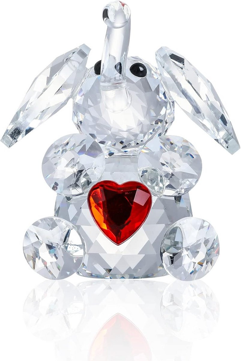 Decoratieve Kristallen Olifant Figuur voor Tafel of Kast - Glazen Dierenbeeldje