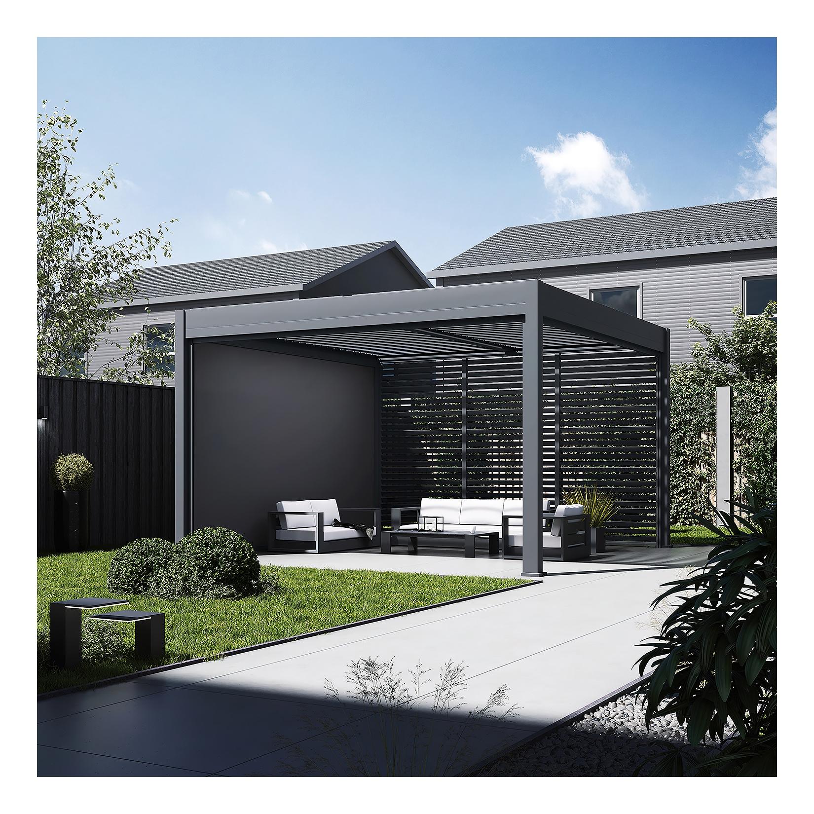Sichtschutzrollo für Pergola Pavillon mit Lamellen Dach Oasis anthrazit