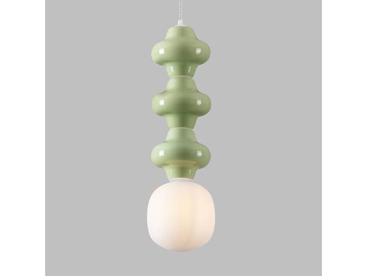 Suspension Clio type C Ø 18cm Vert/Vert clair céramique / verre opale LED G9