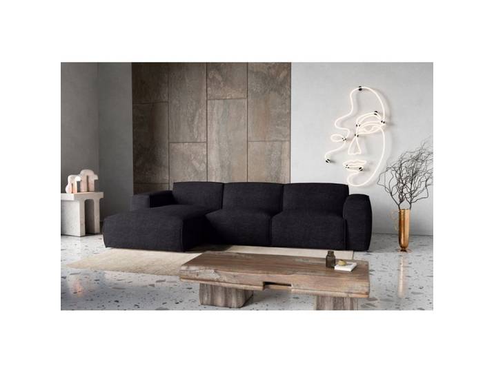 Canapé d'Angle gauche avec fonction de couchage Hudson coffre en noir du fabricant -VINOTTI