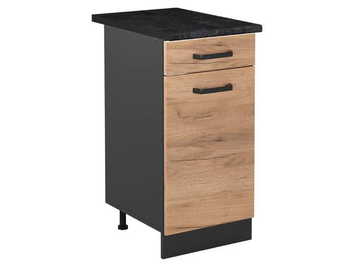 Küchenunterschrank Vicco R-Line Goldkraft Eiche/Anthrazit 40 cm Arbeitsplatte Anthrazit, Model 61038