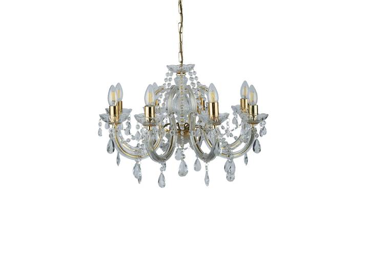 Klassischer, dimmbarer Kronleuchter „Marie Therese II 8-Flammig Transparent, Gold Searchlight