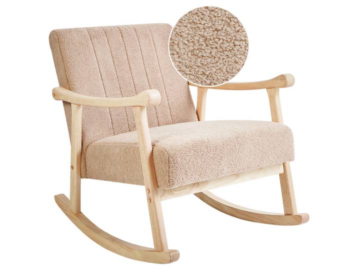 Beliani Schaukelsessel Hellbraun Leknes, Beige, Hellbraun, 63x78x96 cm, Wohnzimmer, Sessel, Relaxsessel