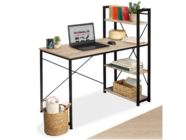 Computer-Schreibtisch Hershey 122x61x120cm - Industrial Holz hell, Eiche Sonoma