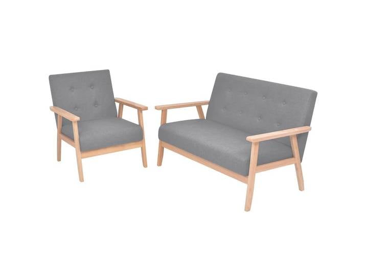 vidaXL Sofa vidaXL Sofa-Set 2-tlg. Stoff Hellgrau