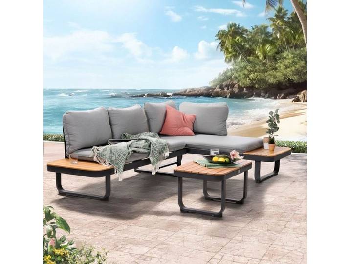 OUTLIV. Madagaskar Ecklounge Aluminium/Akazie/Polyester