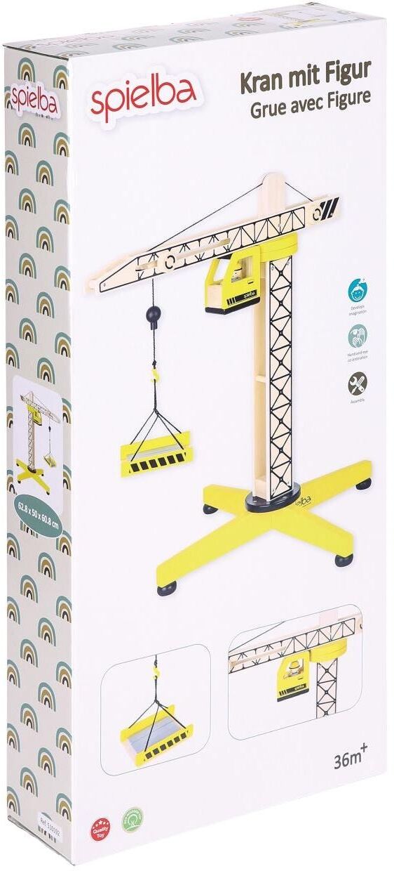 Spielzeug-Kran SPIELBA "Kran mit Figur", Kinder, gelb (frz:), Spielzeugfahrzeuge Spielzeug-Kran frz: Einheitsgröße