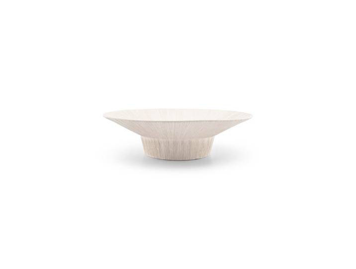 Plat décoratif beige en grès 35xh9,5cm