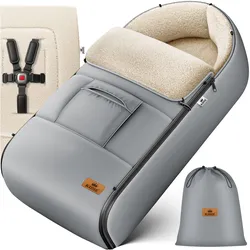 KIDIZ® Babyfußsack Baby Fußsack Winterfußsack Babyschale mit Reißverschluss Kuschelsack Babydecke Kinderwagen waschbar verschließbarer Kopfteil, Tasche, passend für alle Kinderwagen