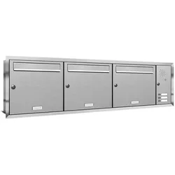 AL Briefkastensysteme 3 Fächer Premium Edelstahl Unterputz Briefkasten Anlage mit Klingeln, Post A4, robust, wetterfest, Artikelnummer: 331T3U3KSR