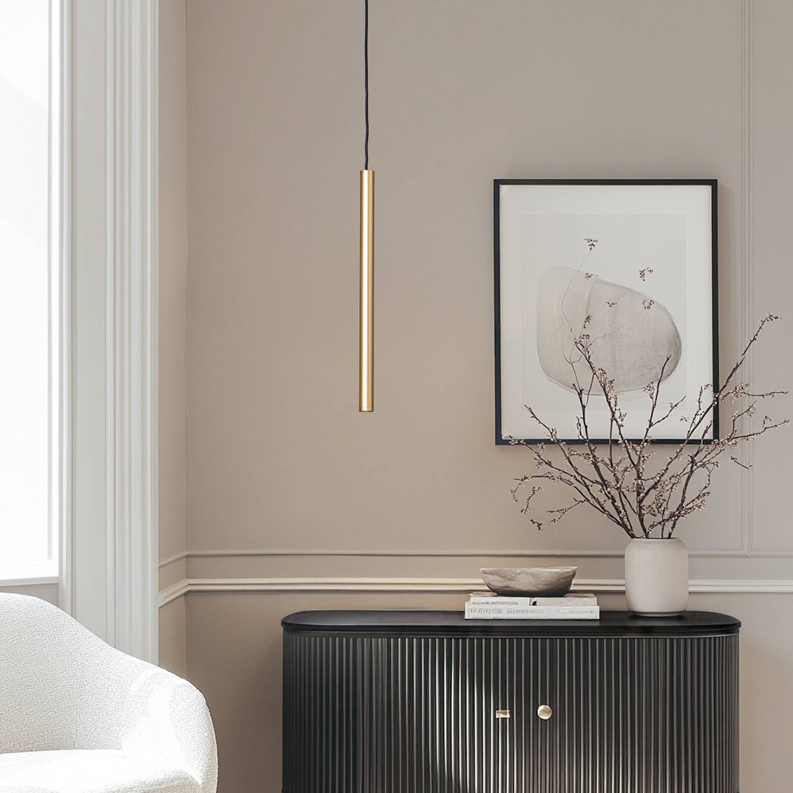 Hängelampe Rulo Argon, messing / gold, für Wohn- / Esszimmer, Metall