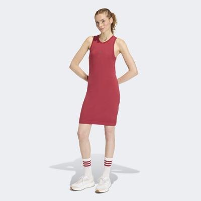 Shirtkleid ADIDAS SPORTSWEAR "FUTURE ICONS SMALL LOGO", Damen, Gr. S, N-Gr, rot (active maroon), Obermaterial: 90% Baumwolle, 10% Elasthan, Kleider Shirtkleid