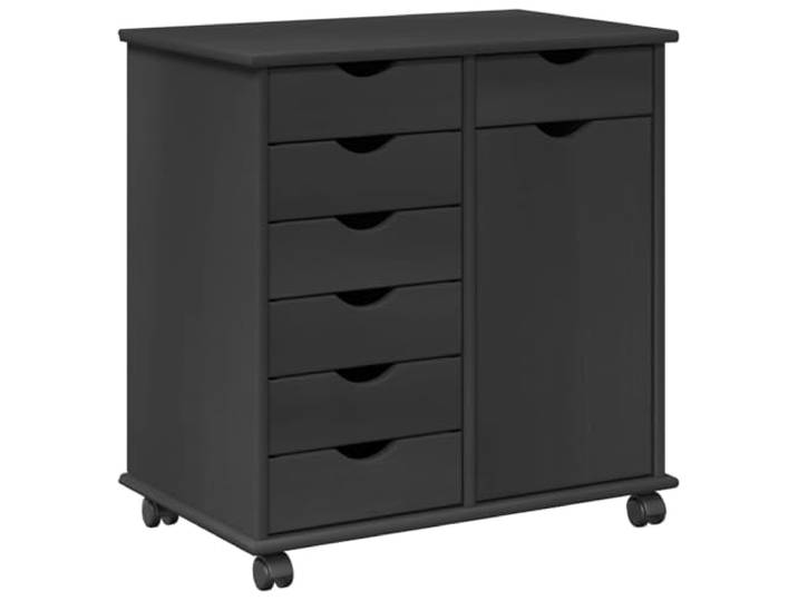 GHVBNMF Rollschrank Massivholz Kiefer Grau 7 Schubladen 63,5x39x65,5 cm Kompakter Beistellwagen mit 9 Staufächern für Homeoffice und Schlafzimmer, dank 4 Rollen flexibel im Raum positionierbar.