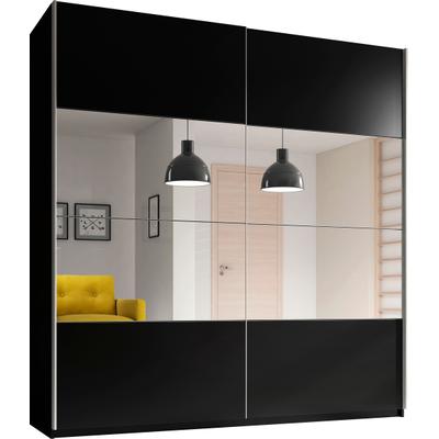 Schwebetürenschrank HOME AFFAIRE "Beta Schiebetürenschrank Kleiderschrank Wäscheschrank", schwarz, B:200cm H:210cm T:61cm, FSC-zertifizierter Holzwerkstoff, Schränke, Schwebetürenschrank, mit Spiegel, INKLUSIVE kompletter Innenausstattung, Metallgriffe