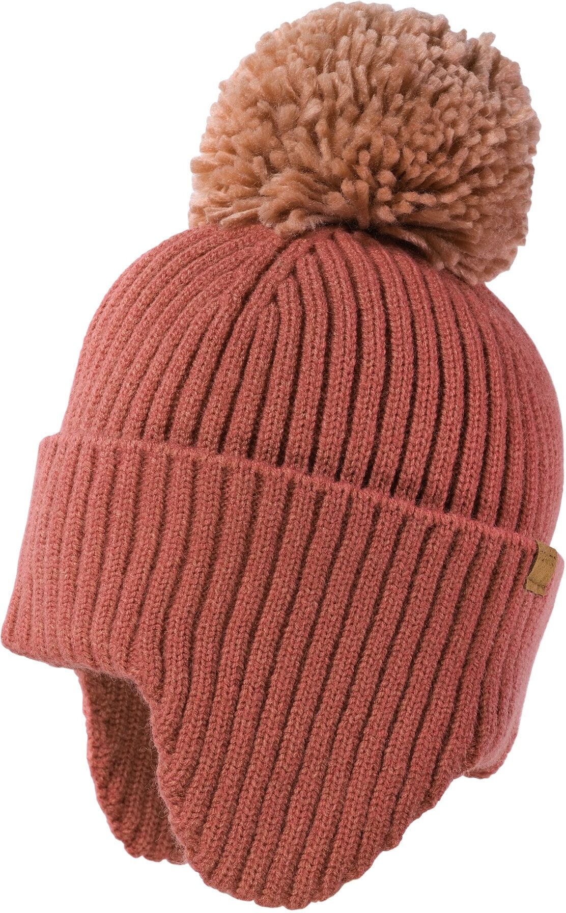 Strickmütze MAXIMO, Kinder, Gr. 53/55, rosa, Strick, Materialmix, Mützen Strickmütze, wärmend, breiter Umschlag, Ohrenklappen, Bommel rosa 53/55