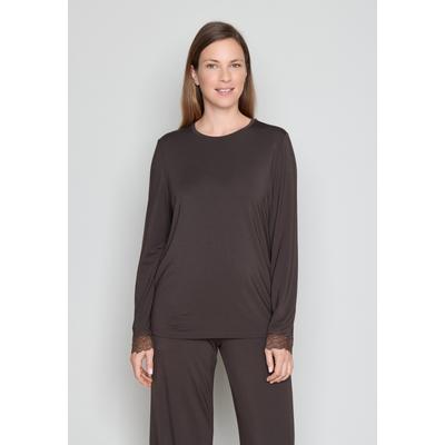 Pyjamaoberteil JOOP, Damen, Gr. 40, dunkelbraun, Jersey, Obermaterial: 100% Baumwolle, bequem hüftbedeckend, Rundhals, Shirts
