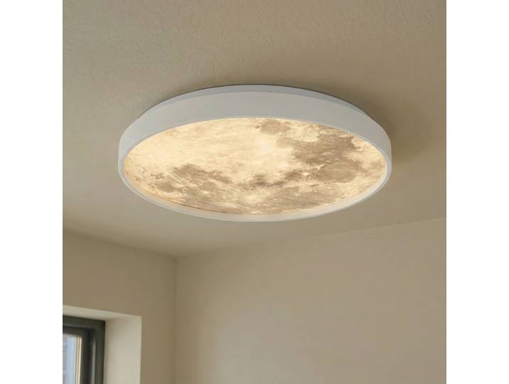 Lune LED Plafonnier Blanc/Gris - Lindby - Salon / séjour - Moderne - Plastique - Rond