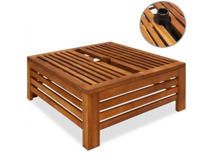 DEUBA Table d´appoint extérieur 62x62x26 cm - cache pied de parasol diam. max. 8 cm en bois d´acacia