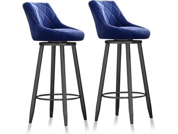 twwhyg Set mit 2 drehbaren Barhockern aus Samt, 65 cm hohe Thekenhöhe, Stühle mit Rückenlehne for stilvolles Kücheninsel-Pub(Blue2)