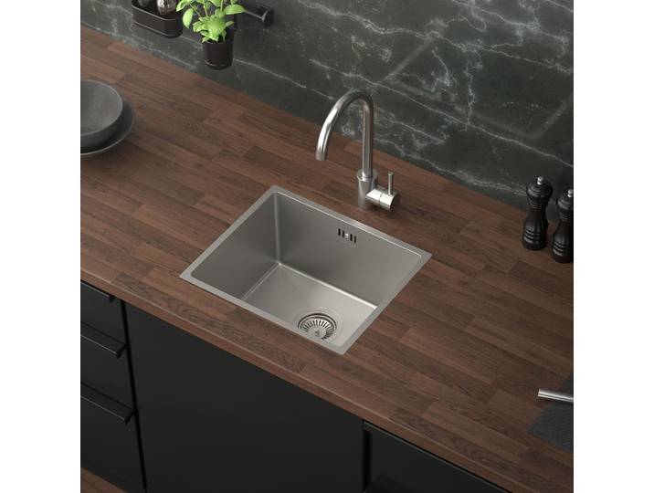 ML-Design Küchenspüle mit Ab- und Überlaufgarnitur, Silber, aus Edelstahl