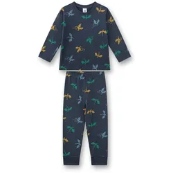 Sanetta Jungen Schlafanzug, lang - Kids, Drachen, Velours Single, Baumwolle Blau / 128