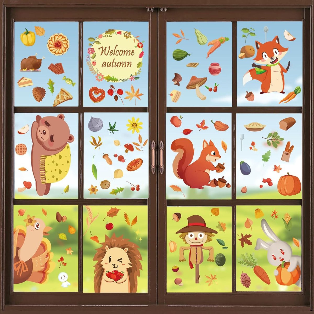 ShopVlot Raamstickers Thanksgiving - 9 vellen herfstdecoratie - statisch zelfklevend