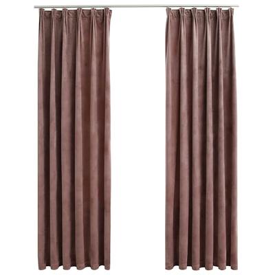 vidaXL Verdunkelungsvorhänge Haken 2 Stk. Samt Antik-Rosa 140x225cm
