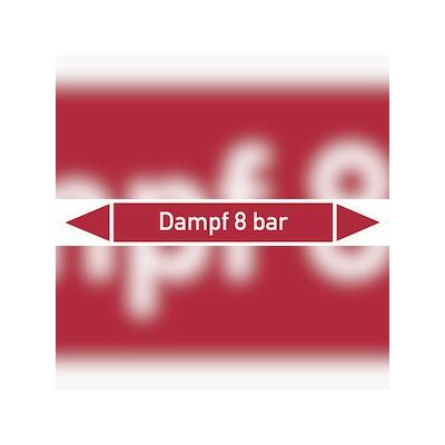 Rohrleitungskennzeichen Dampf 8 bar - 100x15 mm Folie selbstklebend