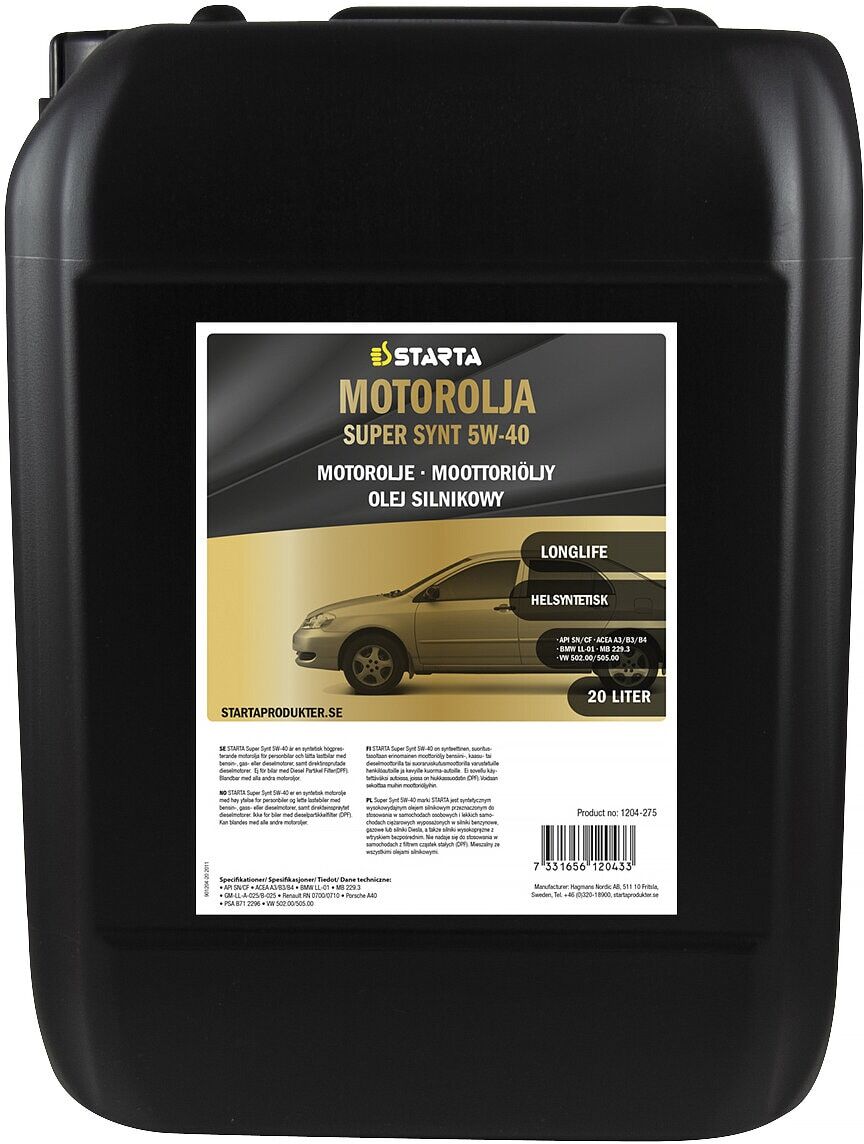 Starta Motorolja Super Synt 5W-40, 20 L