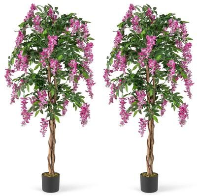5.5FT Ficus Artificial Tree Faux Wisteria Tree in Nursery Pot
