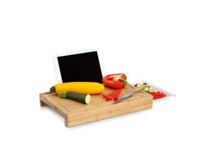 Zeller 25649 Schneidebrett m. Tablett & Tablet-Halter, Bambus FSC 100%