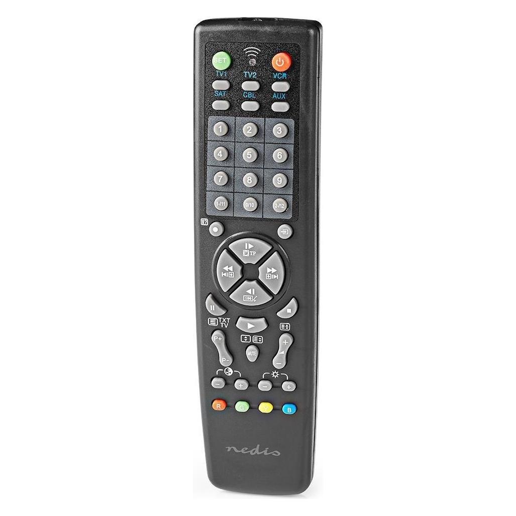 Nedis Universal-Fernbedienung Vorprogrammiert 10 Geräte Speichertasten/TV Guide-Taste Infrarot Schwa (Universal Fernbedienung, Infrarot) (TVRC2200BK)