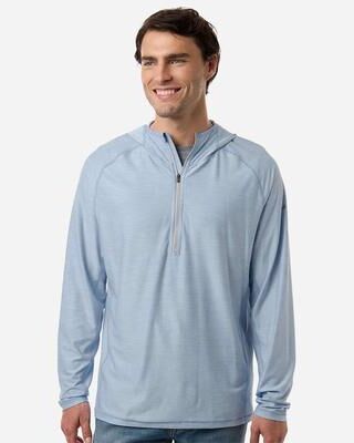 HUK H1200668 Men's Atoll Half-Zip Hooded Pullover T-Shirt in Windsurfer size Large   Polyester/Spandex Blend