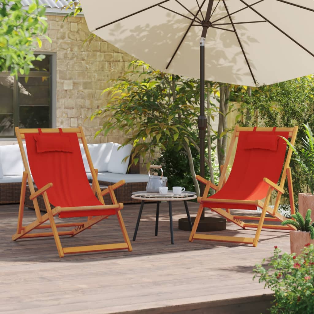 vidaXL Sillas plegables, 2 unidades, tela roja Rojo