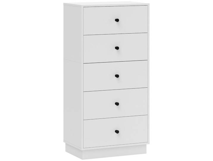 Homcom Kommode Sideboard mit 5 Schubladen Schrank aus Holzwerkstoff 47 x 29 x 95 cm Weiß, 29x95x47 cm, Kleinmöbel, Kommoden, Kommoden